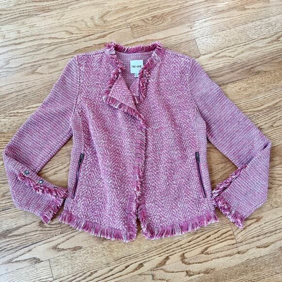 Nic + Zoe Fringe Mix Knit Dusty Rose Blazer Jacket - Small Petite - Picture 2 of 13